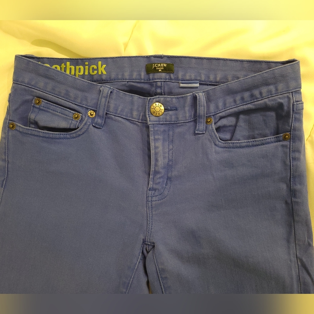 J Crew Toothpick Cropped Bright Blue Jeans, Size 27 - Picture 4 of 11